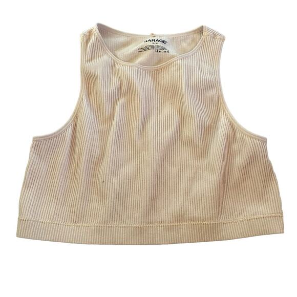 Garage Women's Tan Beige Ribbed Cropped Tank Top Size Medium - Picture 1 of 3